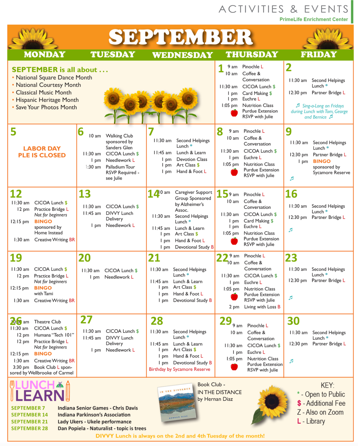 September Activities Calendar PrimeLife Enrichment