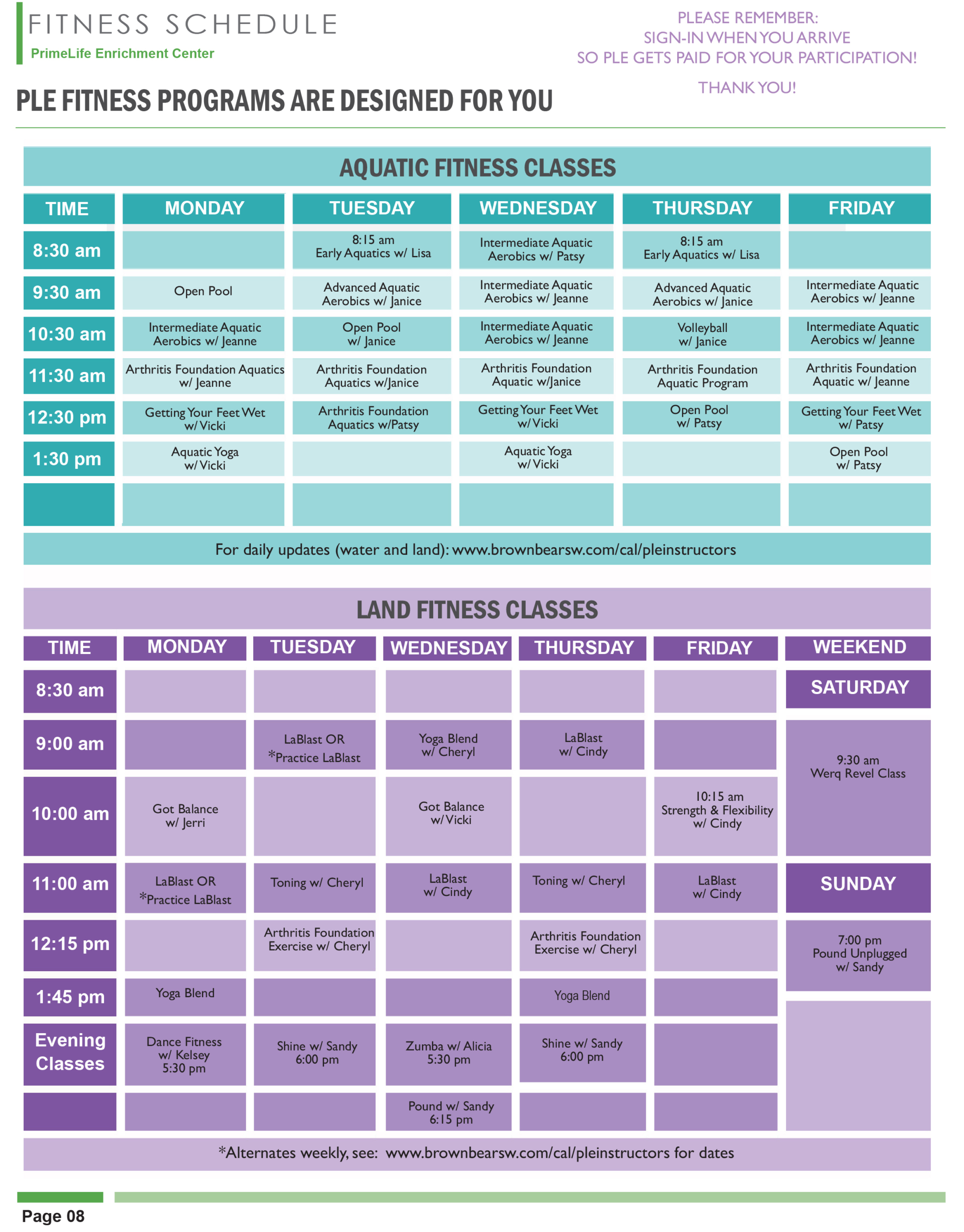 July 2023 fitness schedule primelife enrichment
